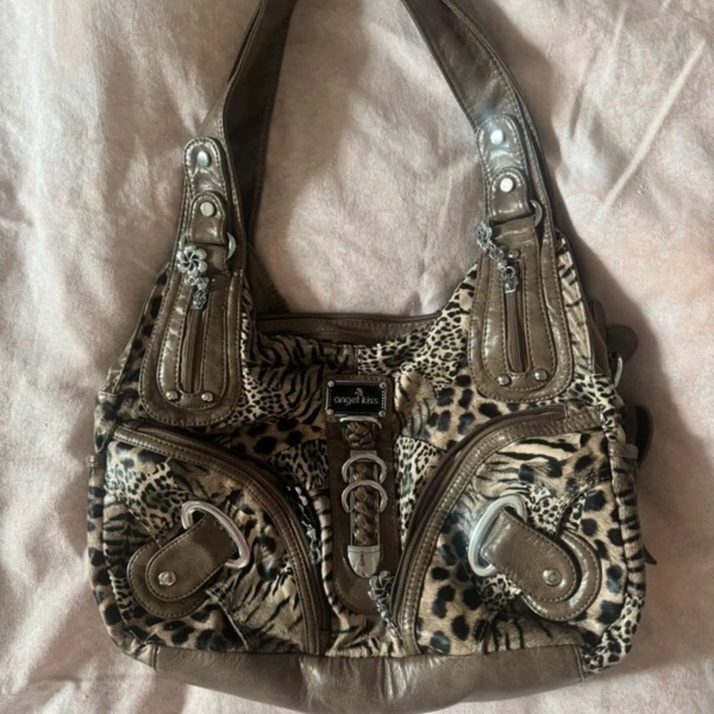 Angel Kiss Brown Animal Print Shoulder Bag